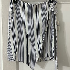 Blue + White Striped Mini Skirt